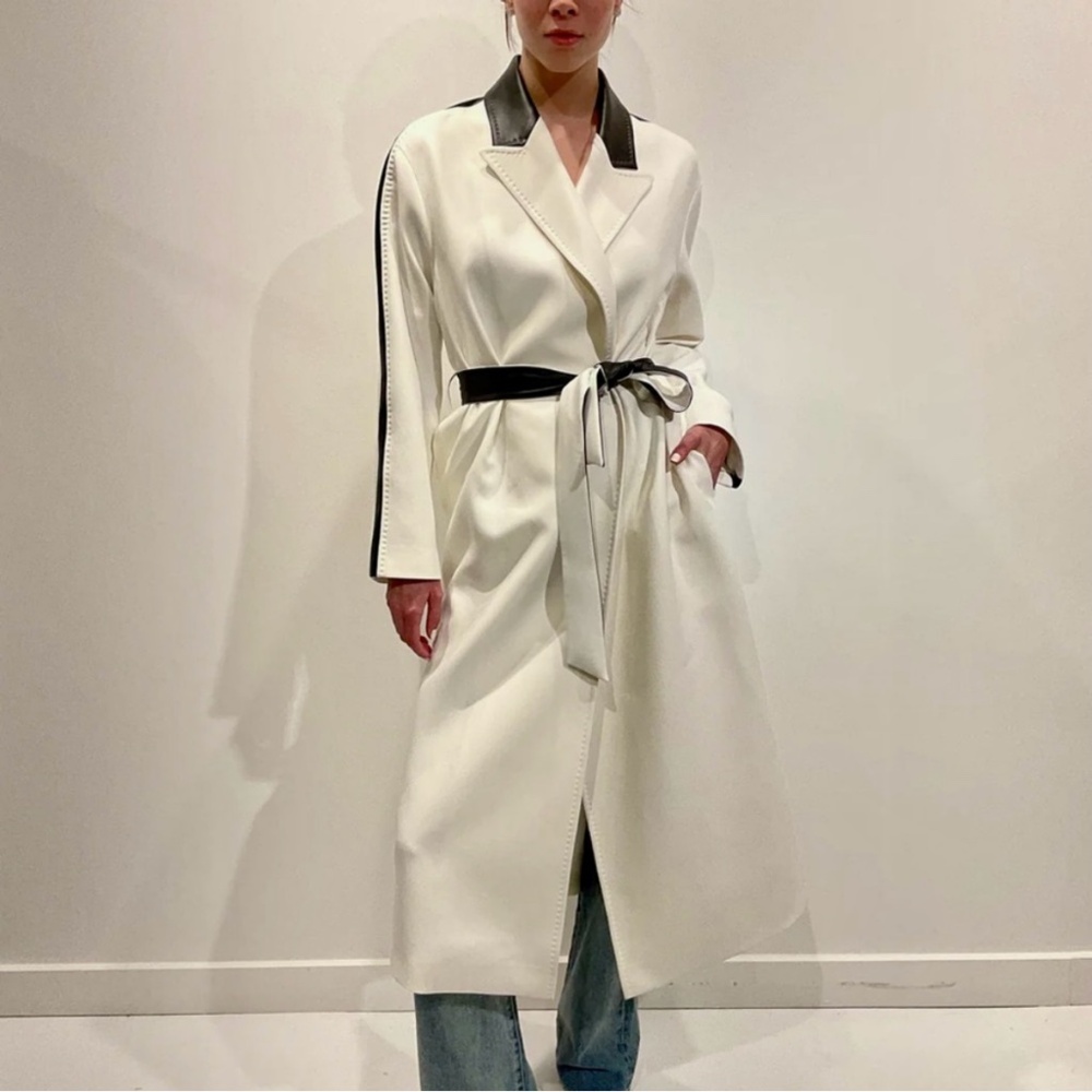 THEO THE LABEL V-LEATHER COAT - Picture 1 of 1
